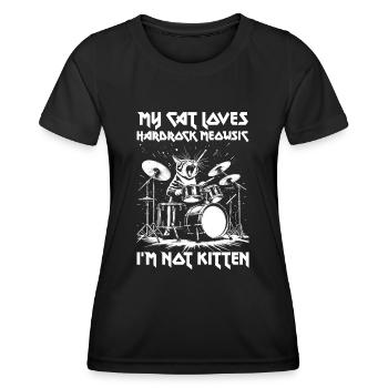 Chat Rock Musique Humour Drôle Idée Cadeau - T-shirt sport Femme - noir - Devant - AI Model Female 172 light (172cm)
