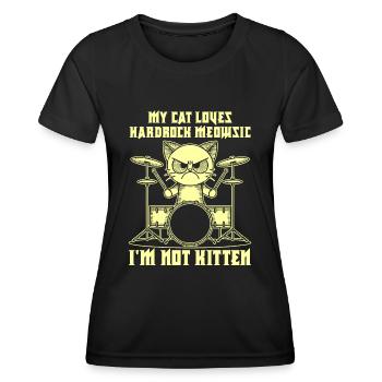 Cat Rock Music Humor Funny Gift Idea - Women's Functional T-Shirt - black - Front - AI Model Female 172 light (172cm)