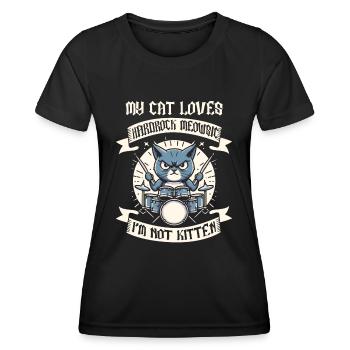 Cat Rock Music Humor Funny Gift Idea - Women's Functional T-Shirt - black - Front - AI Model Female 172 light (172cm)