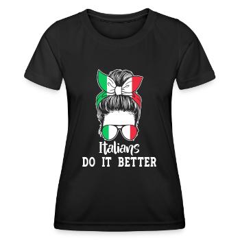 Italienerin Italien Lustiger Spruch Geschenkidee - Frauen Funktions-T-Shirt - Schwarz - Vorne - AI Model Female 172 light (172cm)