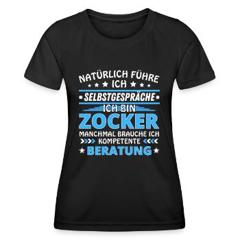Ich führe Selbstgespräche - Zocker Edition blau - Frauen Funktions-T-Shirt - Schwarz - Vorne - AI Model Female 172 light (172cm)