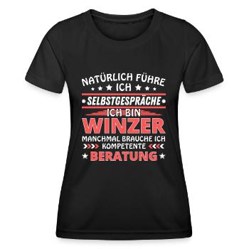 Ich führe Selbstgespräche - Winzer Edition - Frauen Funktions-T-Shirt - Schwarz - Vorne - AI Model Female 172 light (172cm)