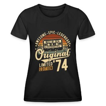 1974 Jahrgang Retro Vintage Geburstag Geschenk - Frauen Funktions-T-Shirt - Schwarz - Vorne - AI Model Female 172 light (172cm)