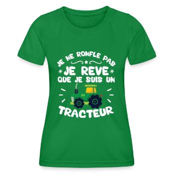 Je ne ronfle pas je rêve que je suis un tracteur - T-shirt sport Femme - vert - Devant - AI Model Female 172 dark (172cm)
