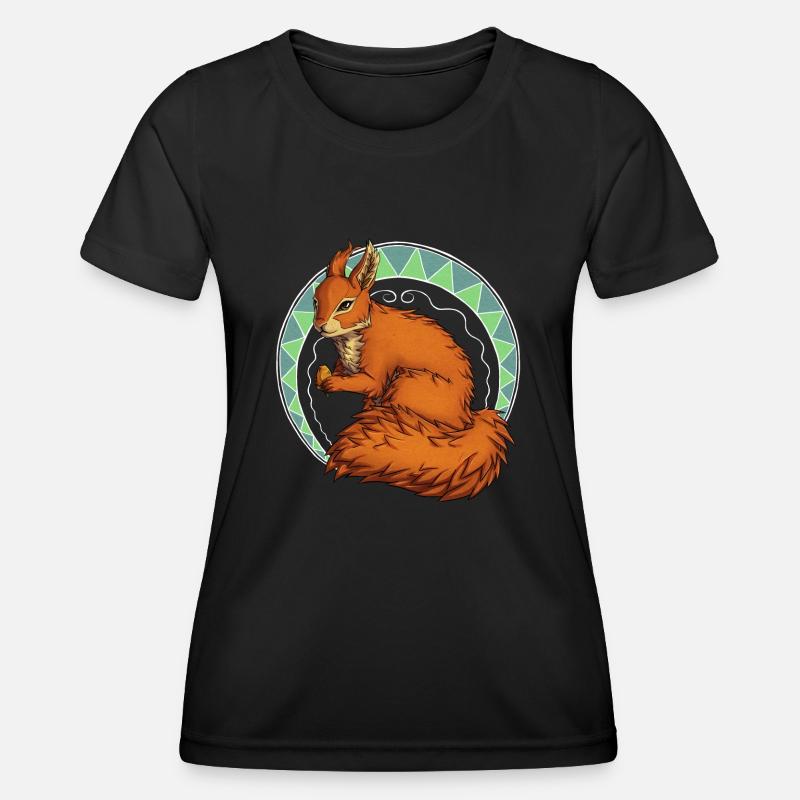 Red squirrel pattern - Women's Functional T-Shirt - black