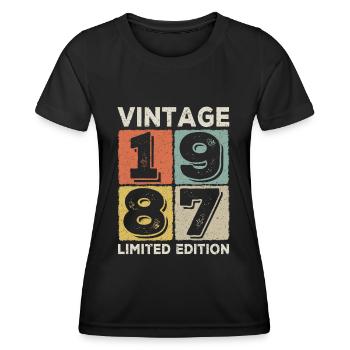 Jahrgang 1987 - Frauen Funktions-T-Shirt - Schwarz - Vorne - AI Model Female 172 light (172cm)