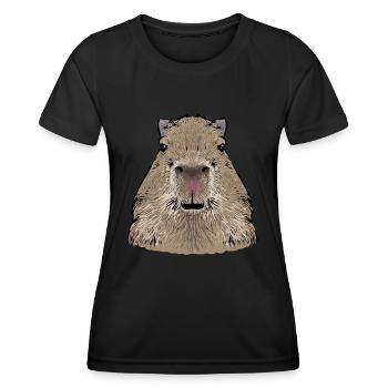Rongeur Capybara - T-shirt sport Femme - noir - Devant - AI Model Female 172 light (172cm)