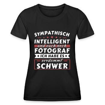 Sympathisch und intelligent - Fotograf Edition - Frauen Funktions-T-Shirt - Schwarz - Vorne - AI Model Female 172 light (172cm)