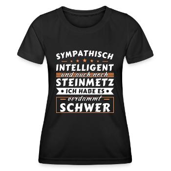 Sympathisch und intelligent - Steinmetz Edition - Frauen Funktions-T-Shirt - Schwarz - Vorne - AI Model Female 172 light (172cm)
