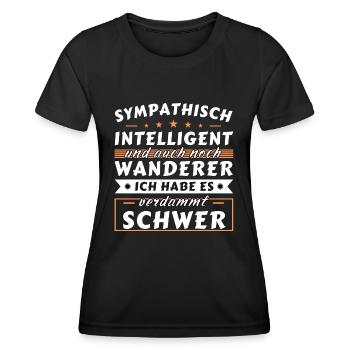 Sympathisch und intelligent - Wanderer Edition - Frauen Funktions-T-Shirt - Schwarz - Vorne - AI Model Female 172 light (172cm)