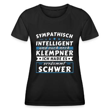 Sympathisch und intelligent - Klempner Edition - Frauen Funktions-T-Shirt - Schwarz - Vorne - AI Model Female 172 light (172cm)