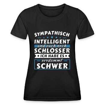 Sympathisch und intelligent - Schlosser Edition - Frauen Funktions-T-Shirt - Schwarz - Vorne - AI Model Female 172 light (172cm)