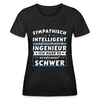 Sympathisch und intelligent - Ingenieur Edition - Frauen Funktions-T-Shirt - Schwarz - Vorne - AI Model Female 172 light (172cm)