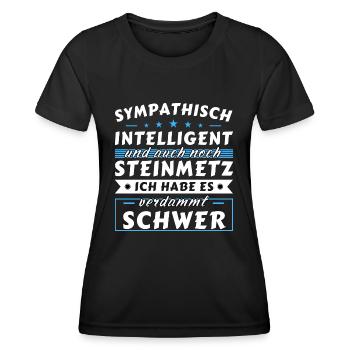 Sympathisch und intelligent - Steinmetz Edition - Frauen Funktions-T-Shirt - Schwarz - Vorne - AI Model Female 172 light (172cm)