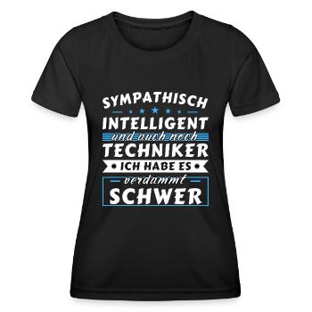 Sympathisch und intelligent - Techniker Edition - Frauen Funktions-T-Shirt - Schwarz - Vorne - AI Model Female 172 light (172cm)