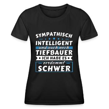 Sympathisch und intelligent - Tiefbauer Edition - Frauen Funktions-T-Shirt - Schwarz - Vorne - AI Model Female 172 light (172cm)