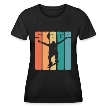 Skate Retro - Skater - Skateboard - Skateboarder - Frauen Funktions-T-Shirt - Schwarz - Vorne - AI Model Female 172 light (172cm)