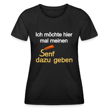 Senf dazu geben, Senf, Humor, Essen, Sauce, Gewürz - Frauen Funktions-T-Shirt - Schwarz - Vorne - AI Model Female 172 light (172cm)