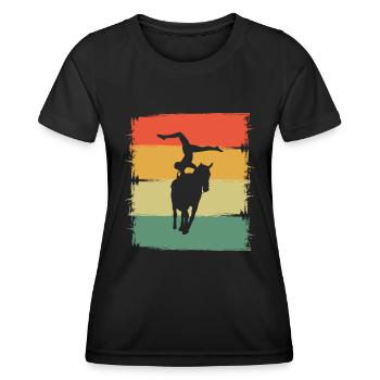 Voltigieren Reiten Reiter Voltigierer Akrobat - Frauen Funktions-T-Shirt - Schwarz - Vorne - AI Model Female 172 light (172cm)