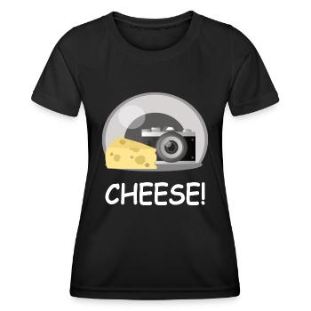Fotograf Fotografie Kamera Sag Cheese Design - Frauen Funktions-T-Shirt - Schwarz - Vorne - AI Model Female 172 light (172cm)