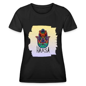 Yoga Namaste Curse Protection Bouddhisme hindou - T-shirt sport Femme - noir - Devant - AI Model Female 172 light (172cm)
