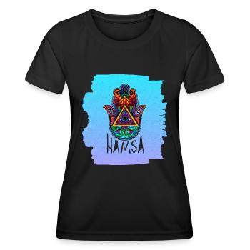 Yoga Namaste Curse Protection Bouddhisme hindou - T-shirt sport Femme - noir - Devant - AI Model Female 172 light (172cm)