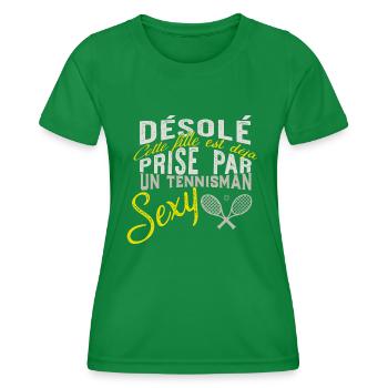 tennismen sexy t-shirt cadeau - T-shirt sport Femme - vert - Devant - AI Model Female 172 dark (172cm)