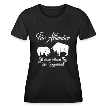 Aktien Börse WallStreet Investieren Investor - Frauen Funktions-T-Shirt - Schwarz - Vorne - AI Model Female 172 light (172cm)