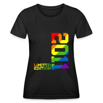 LGBTQ 2011 REGENBOGEN QUEER 14. GEBURTSTAG PRIDE - Frauen Funktions-T-Shirt - Schwarz - Vorne - AI Model Female 172 light (172cm)