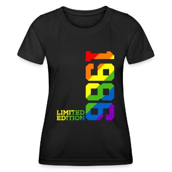 LGBTQ 1986 RAINBOW QUEER 39TH BIRTHDAY PRIDE - Women's Functional T-Shirt - black - Front - AI Model Female 172 light (172cm)