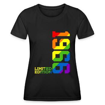 LGBTQ 1966 REGENBOGEN QUEER 59. GEBURTSTAG PRIDE - Frauen Funktions-T-Shirt - Schwarz - Vorne - AI Model Female 172 light (172cm)