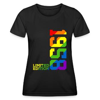 LGBTQ 1958 REGENBOGEN QUEER 68. GEBURTSTAG PRIDE - Frauen Funktions-T-Shirt - Schwarz - Vorne - AI Model Female 172 light (172cm)