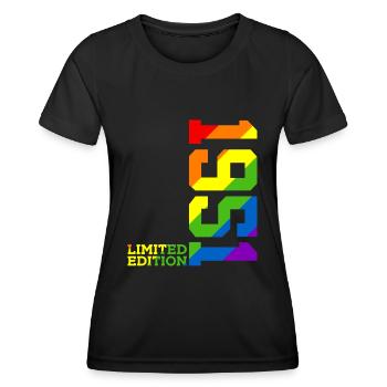 LGBTQ 1951 REGENBOGEN QUEER 75. GEBURTSTAG PRIDE - Frauen Funktions-T-Shirt - Schwarz - Vorne - AI Model Female 172 light (172cm)