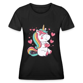 Licorne de bonne humeur - T-shirt sport Femme - noir - Devant - AI Model Female 172 light (172cm)