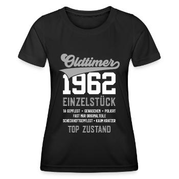 OLDTIMER 1962 EINZELSTÜCK 64. GEBURTSTAG - Frauen Funktions-T-Shirt - Schwarz - Vorne - AI Model Female 172 light (172cm)