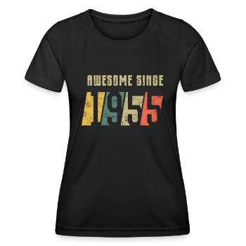 70th birthday born in 1955 - Women's Functional T-Shirt - black - Front - AI Model Female 172 light (172cm)