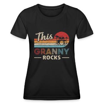 Cette grand-mère batteuse de Granny Rocks - T-shirt sport Femme - noir - Devant - AI Model Female 172 light (172cm)