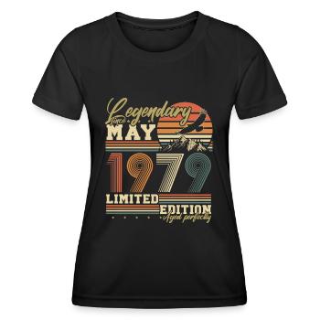 Mai 1979 Vintage né cadeau d’anniversaire - T-shirt sport Femme - noir - Devant - AI Model Female 172 light (172cm)