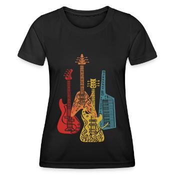 Vintage guitare guitariste guitare électrique bassiste électrique - T-shirt sport Femme - noir - Devant - AI Model Female 172 light (172cm)