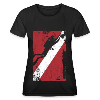 Scuba Diving Flag Diver Dive Water Oze - Women's Functional T-Shirt - black - Front - AI Model Female 172 light (172cm)
