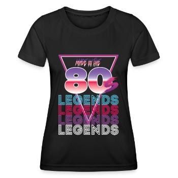 80s - Frauen Funktions-T-Shirt - Schwarz - Vorne - AI Model Female 172 light (172cm)