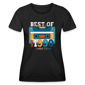 33rd Birthday Man Cassette May Year 1990 - Women's Functional T-Shirt - black - Front - AI Model Female 172 light (172cm)
