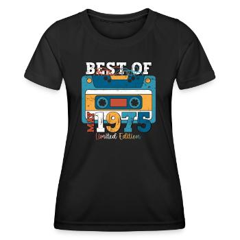 48 Birthday Man Cassette May Vintage 1975 - Women's Functional T-Shirt - black - Front - AI Model Female 172 light (172cm)