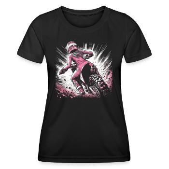 Damen Motocross. Frauen Motorrad Geschenk - Frauen Funktions-T-Shirt - Schwarz - Vorne - AI Model Female 172 light (172cm)