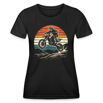 Retro Motocross Gift - Vintage Dirt Bike - Women's Functional T-Shirt - black - Front - AI Model Female 172 light (172cm)