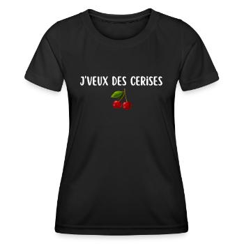je veux des cerises cadeau humour femme - T-shirt sport Femme - noir - Devant - AI Model Female 172 light (172cm)
