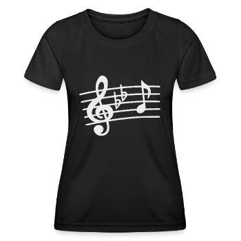 Clé de sol, partition, clé de musicien - T-shirt sport Femme - noir - Devant - AI Model Female 172 light (172cm)