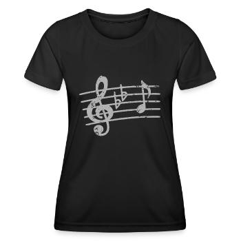 Clé de sol, partition, clé de musicien - T-shirt sport Femme - noir - Devant - AI Model Female 172 light (172cm)