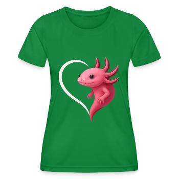 Süßer Axolotl mit Herz - Frauen Funktions-T-Shirt - Kelly Green - Vorne - AI Model Female 172 dark (172cm)