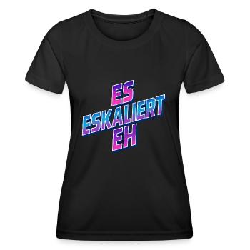 Party Urlaub Spruch Trinkspruch Es Eskaliert Eh - Frauen Funktions-T-Shirt - Schwarz - Vorne - AI Model Female 172 light (172cm)